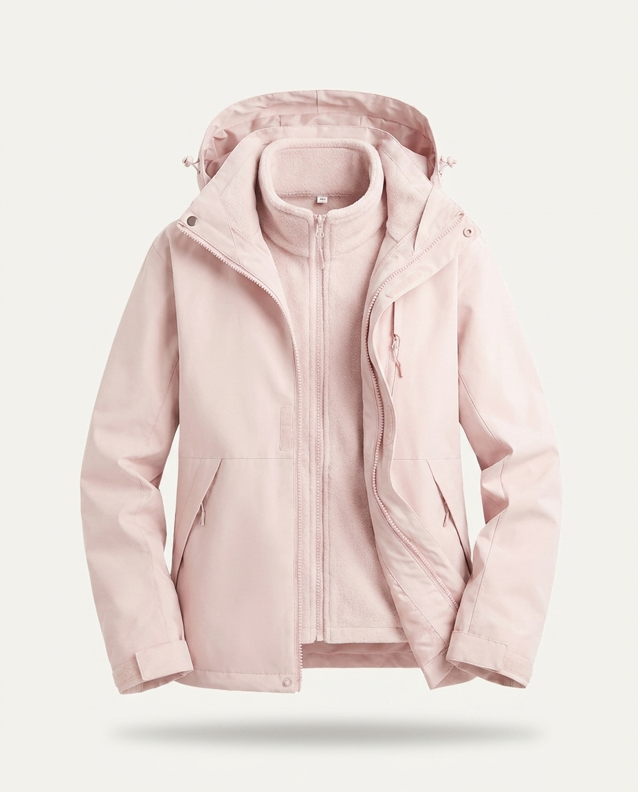 NaturWide 2-in-1 Regenjacke in Rosa mit herausnehmbarem Fleece